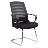 Nite Visitor Office Chair by 67, a Black Office Chair with a Mesh Back, Adjustable Armrests, and Chrome Base, Showcasing Its Ergonomic Design and Comfort Features, Ideal for Corporate and Hospitality Settings.