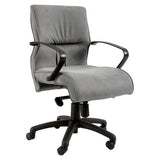 Grey Ombra Medium-back Office Chair by 67, Featuring a Modern Design with Black Armrests and Base, on a White Background, Representing Modern Office Furniture with Ergonomic Support and Style.
