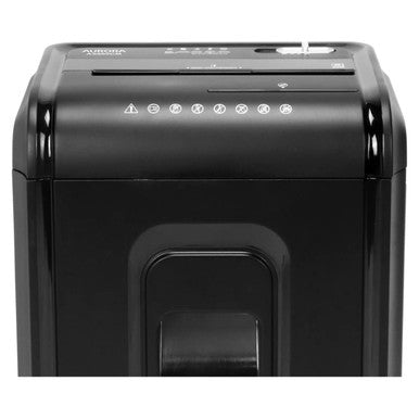 Paper Shredder (12 Sheets - 5 x 40 mm - Cross Cut - Medium Security) S1012CC, Front View of a Black Cross-Cut Paper Shredder with Control Panel and Paper Entry Slot.