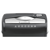 Paper Shredder (8 Sheets - 5 x 47 mm - Cross Cut - Medium Security) S1008CC, Front View Showing the Paper Entry, Controls, and Warning Icons