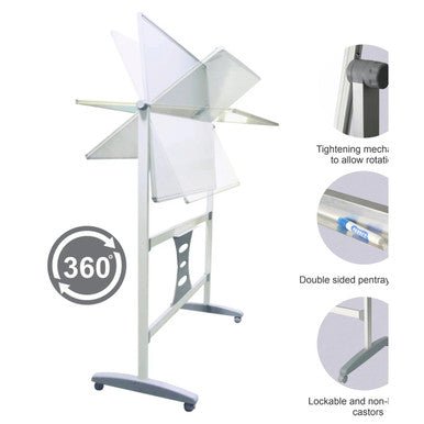 Parrot Products Magnetic Revolving Whiteboard (1200 × 900mm) & 1200mm Leg Set