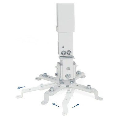 Parrot Projector Ceiling Mounting Bracket (430 x 650 mm), White Metal Frame with Adjustable Arms and Mounting Screws for Secure Ceiling Installation of Projectors.