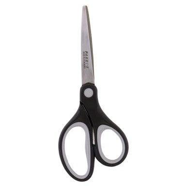 Parrot Scissors 18 cm - Grey, a Pair of Stainless Steel Scissors with Ergonomic Black and White Handles