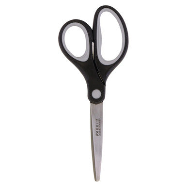 Parrot Scissors 18 cm - Grey, a Pair of Scissors with Black and Grey Ergonomic Handles and Stainless Steel Blades for Precision Cutting.