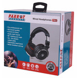 Parrot Wired Headphones Pro CT3013, Retail Packaging Showing Black Over-Ear Wired Headphones with Adjustable Headband and Noise Isolation Earcups.
