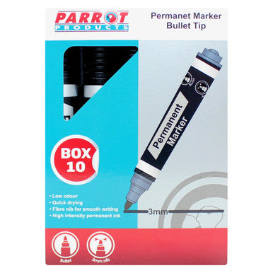 Permanent Markers (Bullet Tip - Box 10 - Black) - Additional View 2