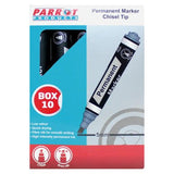 Permanent Markers Chisel Tip (Box of 10 – Black)