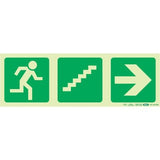 Photoluminescent 190MM Safety Sign – E18-Running Man+Stairs Going Up+Arrow Right