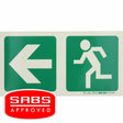 Photoluminescent 190MM Safety Sign – E2-Arrow Left+Running Man
