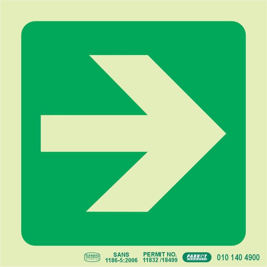 Photoluminescent 190MM Safety Sign – E21-Arrow Right