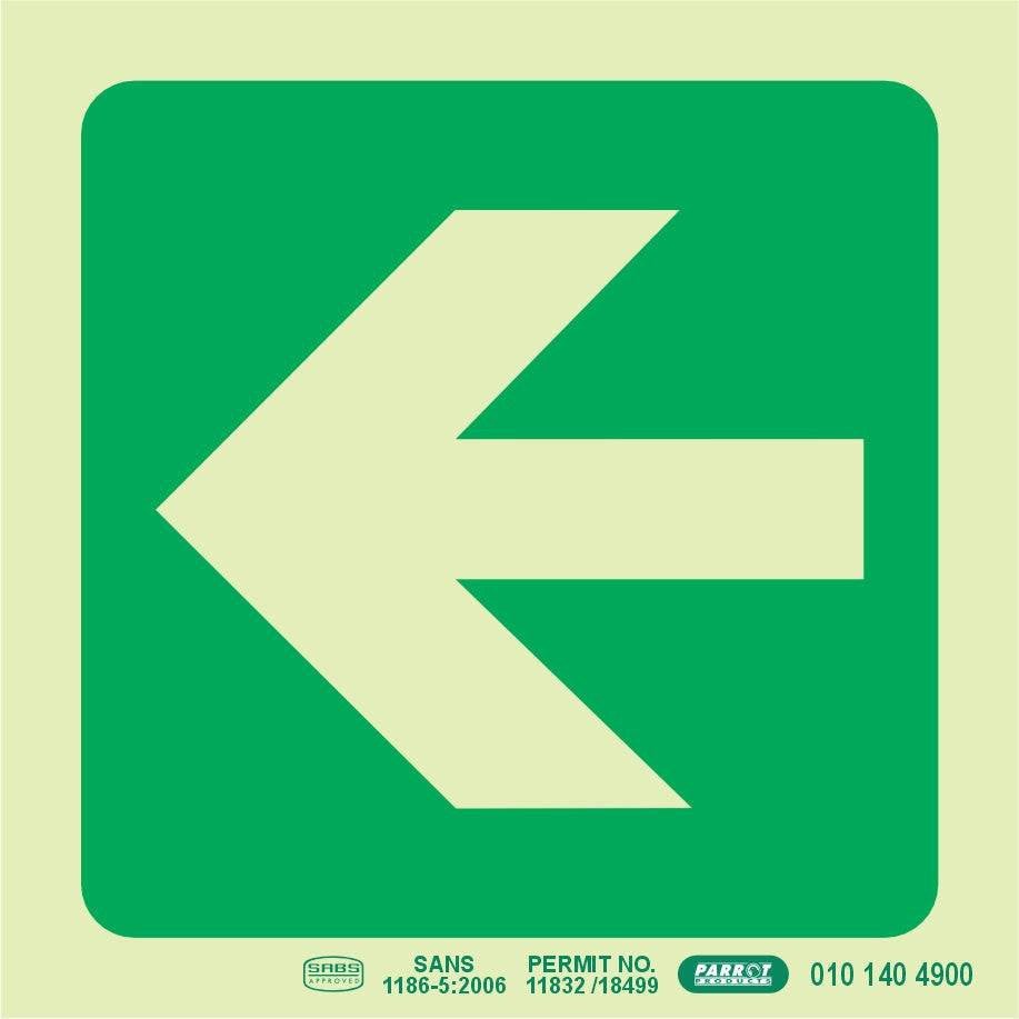 Photoluminescent 190MM Safety Sign – E22-Arrow Left