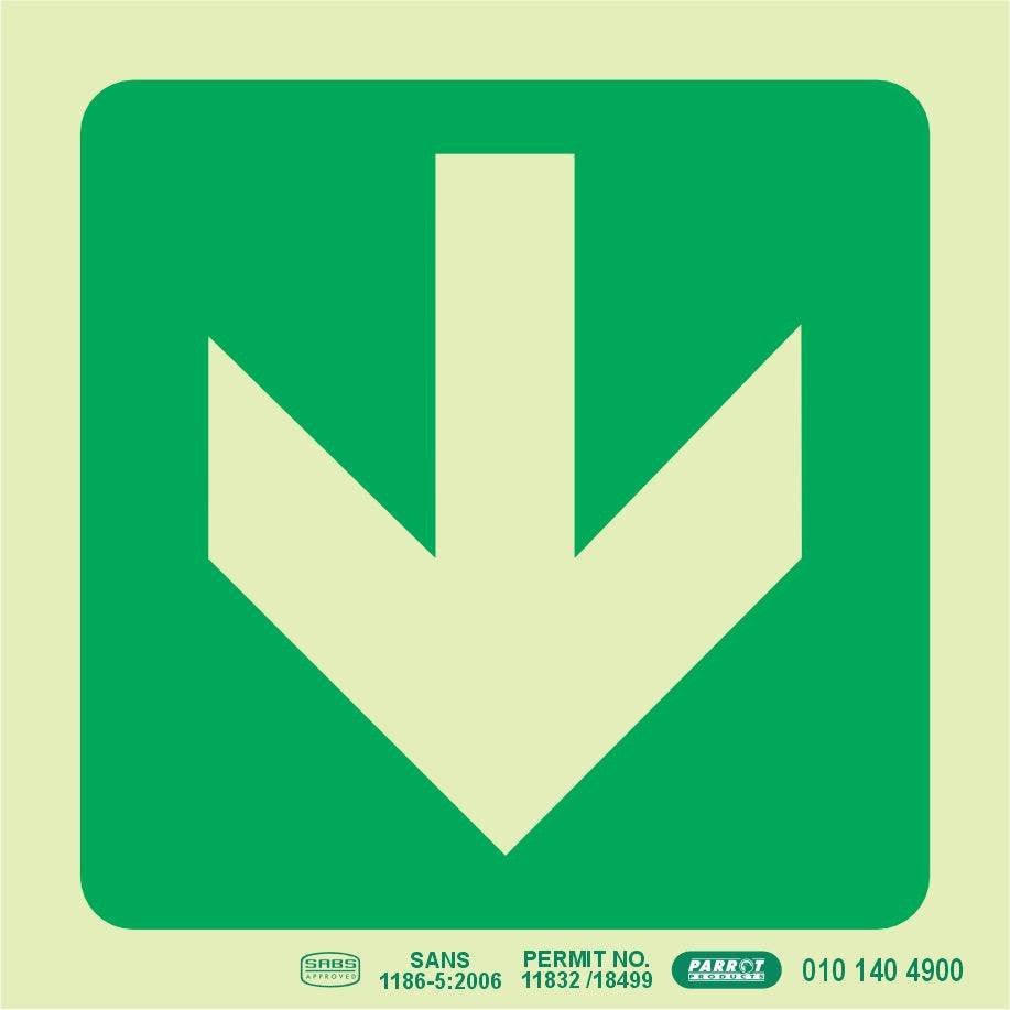 Photoluminescent 190MM Safety Sign – E23-Arrow Down