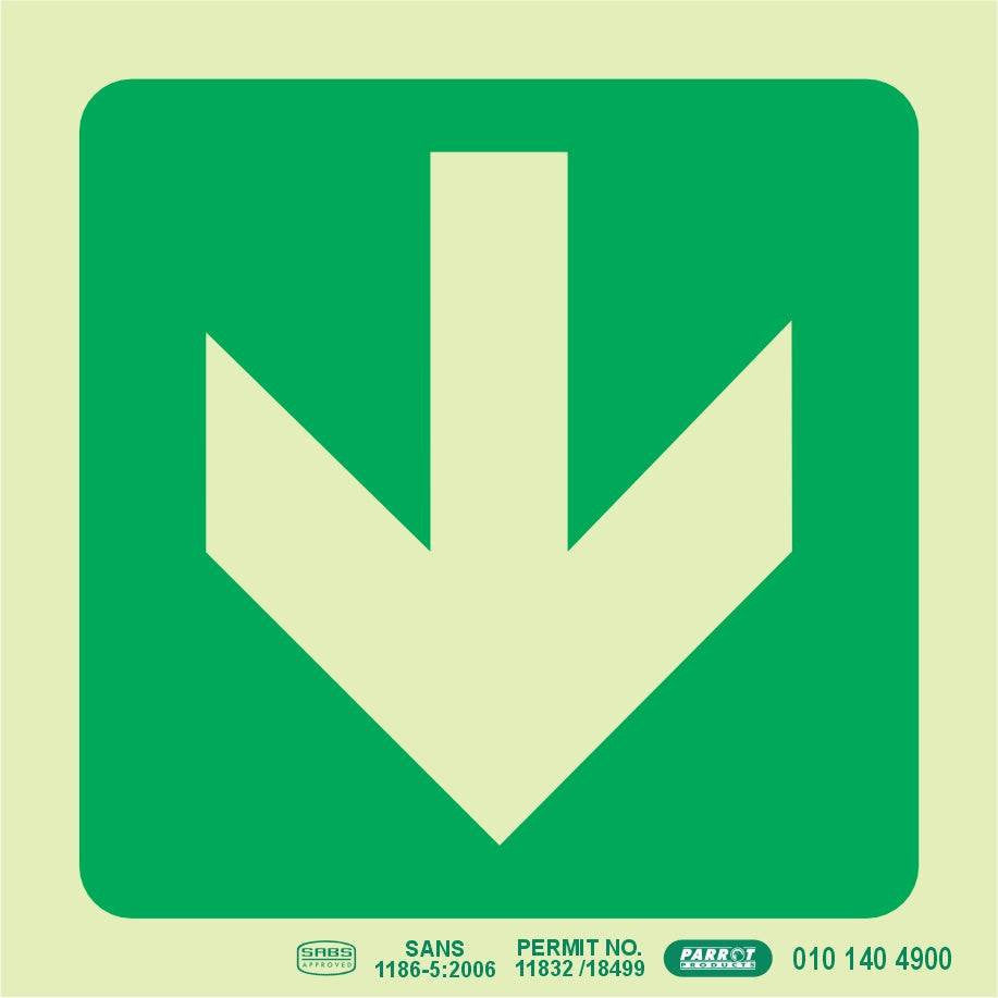 Photoluminescent 190MM Safety Sign - E23-Arrow Down