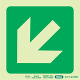 Photoluminescent 190MM Safety Sign – E30-Diagonal Arrow Down AND Left
