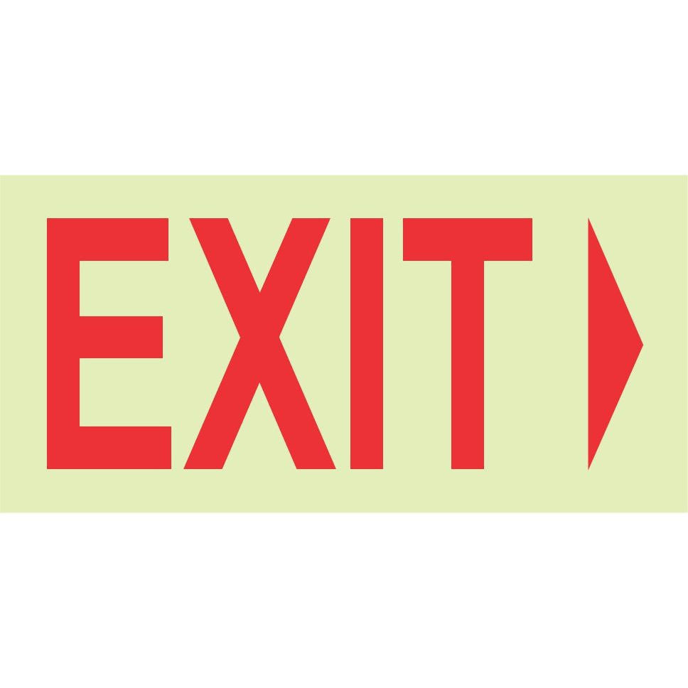 Photoluminescent 190MM Safety Sign - E5 Arrow Right Exit