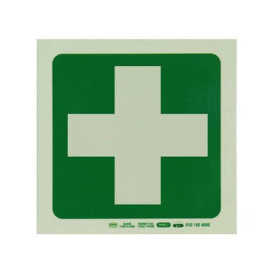 Photoluminescent 190MM Safety Sign – E7-Green Cross