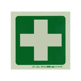 Photoluminescent 190mm Safety Sign - E7 - Green Cross
