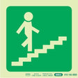 Photoluminescent 190MM Safety Sign – E8-Running Man On Stairs Going Up AND Right