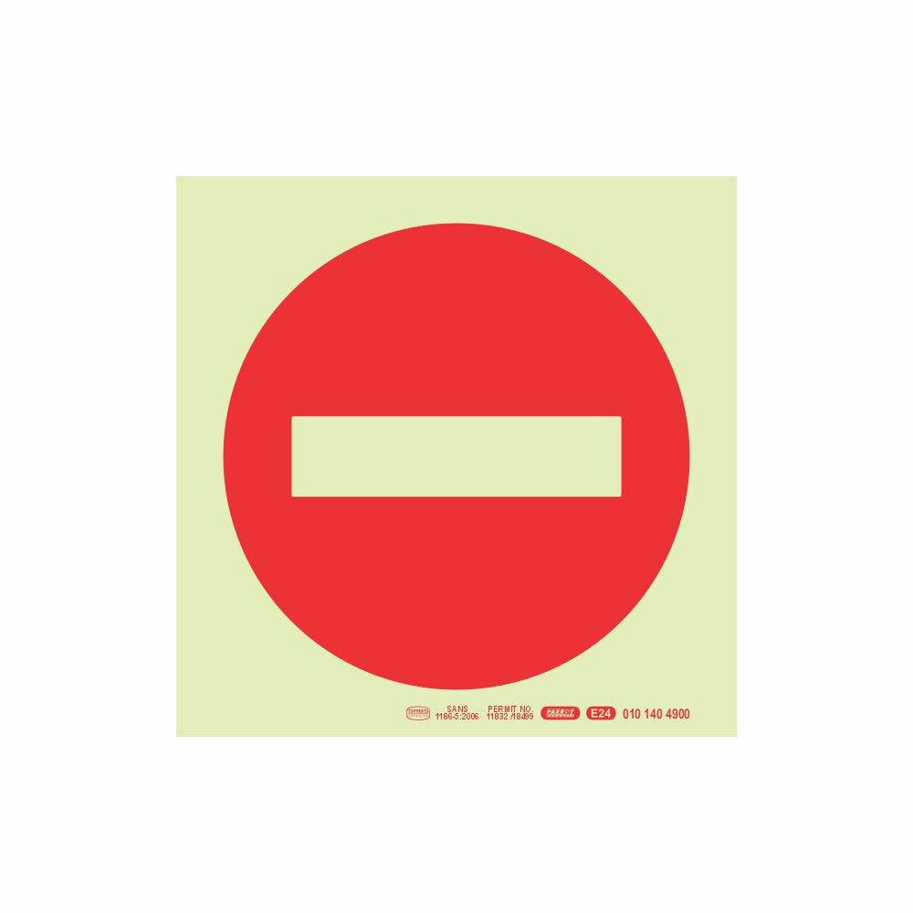 Photoluminescent 190MM Saftey Sign - NO ENTRY Symbol