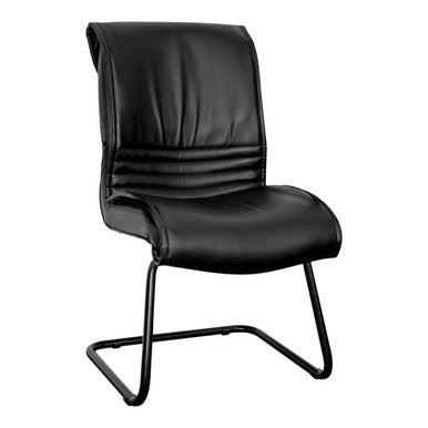 Black Pimento Polyurethane Reception Chair by 67, Featuring a Sleek, Modern Design with a Polyurethane Seat and Backrest, and a Sturdy Metal Frame, Ideal for Reception Areas or Meeting Rooms.