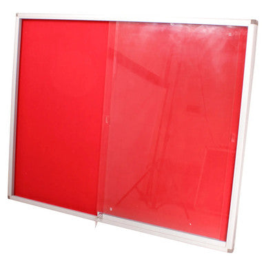 Pinning Display Case, 1200 x 900 mm Burgundy Coloured Display Case with a Glass Front and Aluminium Frame for Showcasing Products or Notices.