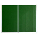 Pinning Display Case, 1200 x 900 mm - Green, BD3841G, Featuring a Rectangular Green Pinboard with a Metal Frame for Displaying Pinned Items in an Office or Classroom Setting.