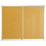 Pinning Display Case, 1500 x 1200 mm Beige, Model BD3860F, Featuring a Large Cork-Board Surface with a Silver Metallic Frame.
