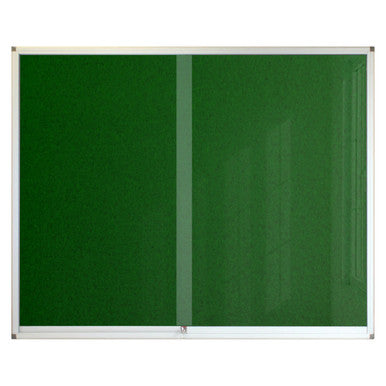 Pinning Display Case, a Large Green Pinning Display Case Measuring 1500 x 1200 mm with a Metal Frame for Safekeeping and Showcasing Items.