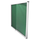 Pinning Display Case (1500 x 1200 mm - Green), Product Image Showing a Green-Coloured Pinning Display Case with a Lockable Door, Aluminium Frame, and Dimensions of 1500 by 1200 Millimeters.