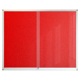 Pinning Display Case, 1500 x 1200 mm - Red, with Steel Frame and Glass Doors for Displaying and Pinning Notices or Posters.