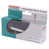 Navy Blue 20 Page Stapler, Parrot Brand, in Packaging, Loads 105 Standard Staples, Durable and High-Quality for Office and Home Use, Medium Desktop Stapler with Sleek Design, Perfect for Stapling 20 Pages.