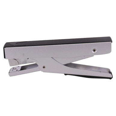 Silver 67 Plier Stapler, a Stapler for Office Use, with Durable and High-Quality Design, Capable of Stapling 50 Pages, Shown in a Sleek Silver and Black Finish, Loaded with 105 Standard Staples.