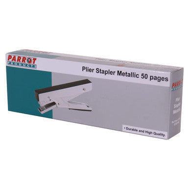 Silver Parrot Brand Plier Stapler, 105 Staples, Staples 50 Pages, Durable and High Quality, a Stapler for Office Use with Metallic Finish, Loaded with 105*(23 - 24 - 26/6 and 8) Standard Staples.