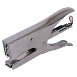 Silver Plier Stapler 210 by Brand 67, a Durable Stapler with Contoured Grip, Extra Long Throat Design, Staples up to 20 Pages, Loaded with 210 Staples, Featuring a Permanent Clinch in a Sleek Silver Finish.