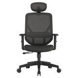 Pluto Mesh High-back Office Chair by 67, Featuring a Sleek Black Mesh Design, Adjustable Headrest, and Breathable Seat, Presented on a White Background, Showcasing Its Modern and Ergonomic Style.