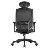 Black Pluto Mesh High-back Office Chair by 67, a Sleek Swivel Chair with Mesh Design, Adjustable Headrest, and Five-Star Base with Casters, Showcasing Its Back and Ergonomic Features for Comfort and Support.