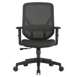 Black Mesh Office Chair with Tilt Mechanism, Featuring a Medium-back Design, Adjustable Armrests, and Five-Star Base with Casters, from Brand 67, Showcasing a Sleek and Breathable Pluto Mesh Medium-back Office Chair.