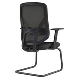 Black Ergonomic Chairs, Pluto Mesh Visitor Office Chair by 67, Featuring Sleek Mesh Design, Fixed Nylon T Arms, and Sturdy Frame, Perfect for Comfort and Style in Office Settings with a Durable Build.