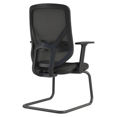 Black Ergonomic Chairs, Pluto Mesh Visitor Office Chair by 67, Featuring Sleek Mesh Design, Fixed Nylon T Arms, and Sturdy Frame, Perfect for Comfort and Style in Office Settings with a Durable Build.