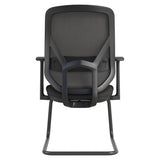 Black Office Chair with Mesh Back and Fixed Nylon T Arms, Featuring a Sleek and Modern Design, from the Brand 67, Specifically the Pluto Mesh Visitor Office Chair Model with a Sturdy Frame and Comfortable Seating.