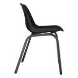 Poly Shell Junior Chair 325 mm High, Black Ergonomic Chair with a Moulded Plastic Shell and a Sturdy Grey Metal Frame.