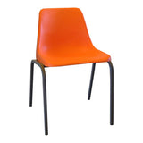 Bright Orange Poly Shell Primary Office Chair with Black Metal Legs, 375 mm High, Featuring a Sleek and Supportive Design, Perfect for Educational and Corporate Settings as a Durable Office Chair Solution.