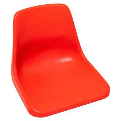 Poly Shell Seat Only - Small, Red Plastic Seat with a Smooth, Curved Surface Designed for Ergonomic Support.
