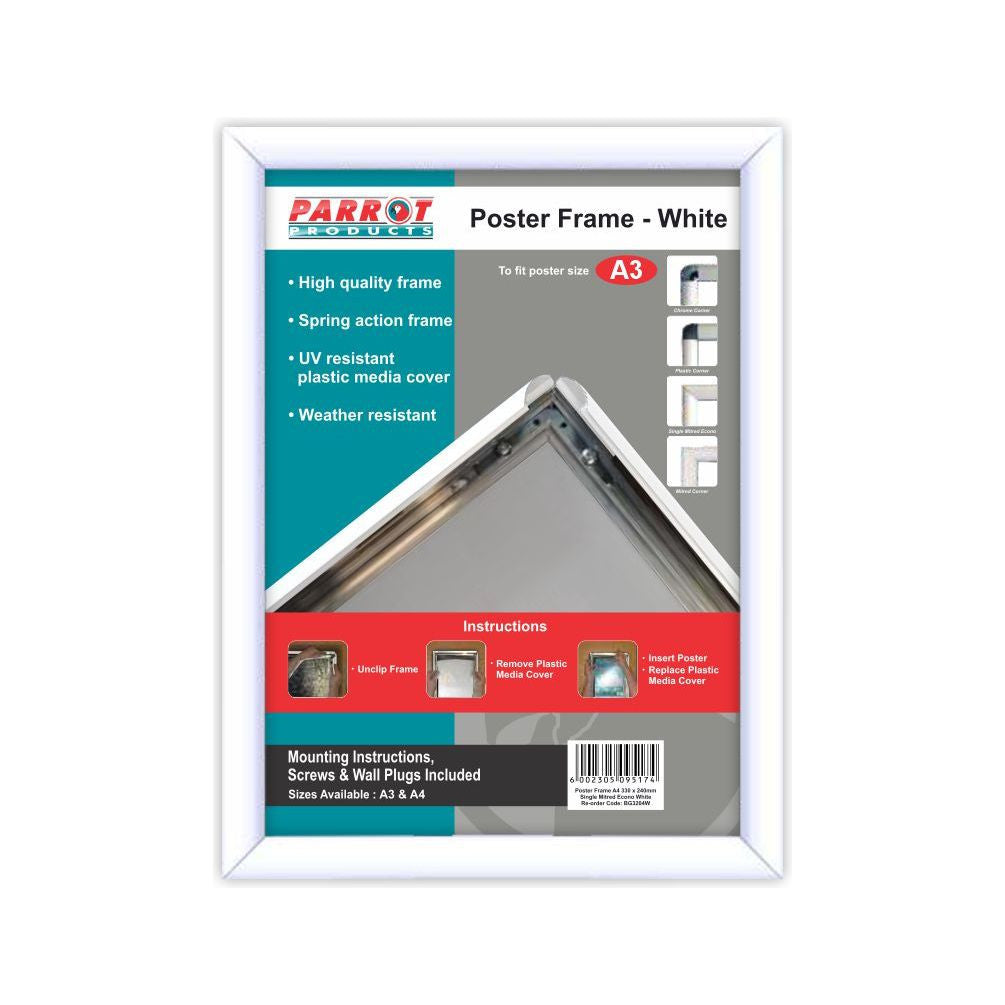 Poster Frame A3 450*330mm Single Mitred Econo White