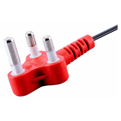 Power Cable IEC to 3 Pin (20M) INSTAL10B, Red Electrical Power Cord with Three Metal Prongs for Electrical Appliances.