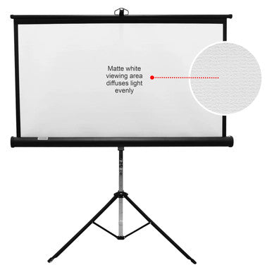 Projector Tripod Screen 1270 x 1270 mm, White Matte Viewing Area with Diffuse Light Evenly, Suitable for Presentations and Movie Screenings.