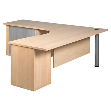 Pulse Office Workstation Desk with Four Drawer Desk High Pedestal and Roller Door Credenza - Additional View 2