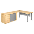 Pulse Office Desk with Roller Door Credenza and Four Drawer Desk High Pedestal