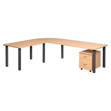 Pulse Office Desk with Two Drawer Mobile Pedestal