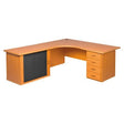 Pulse Office Workstation Desk with Four Drawer Desk Pedestal and Roller Door Credenza